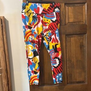 adidas Red and Blue Abstract 3/4  Leggings